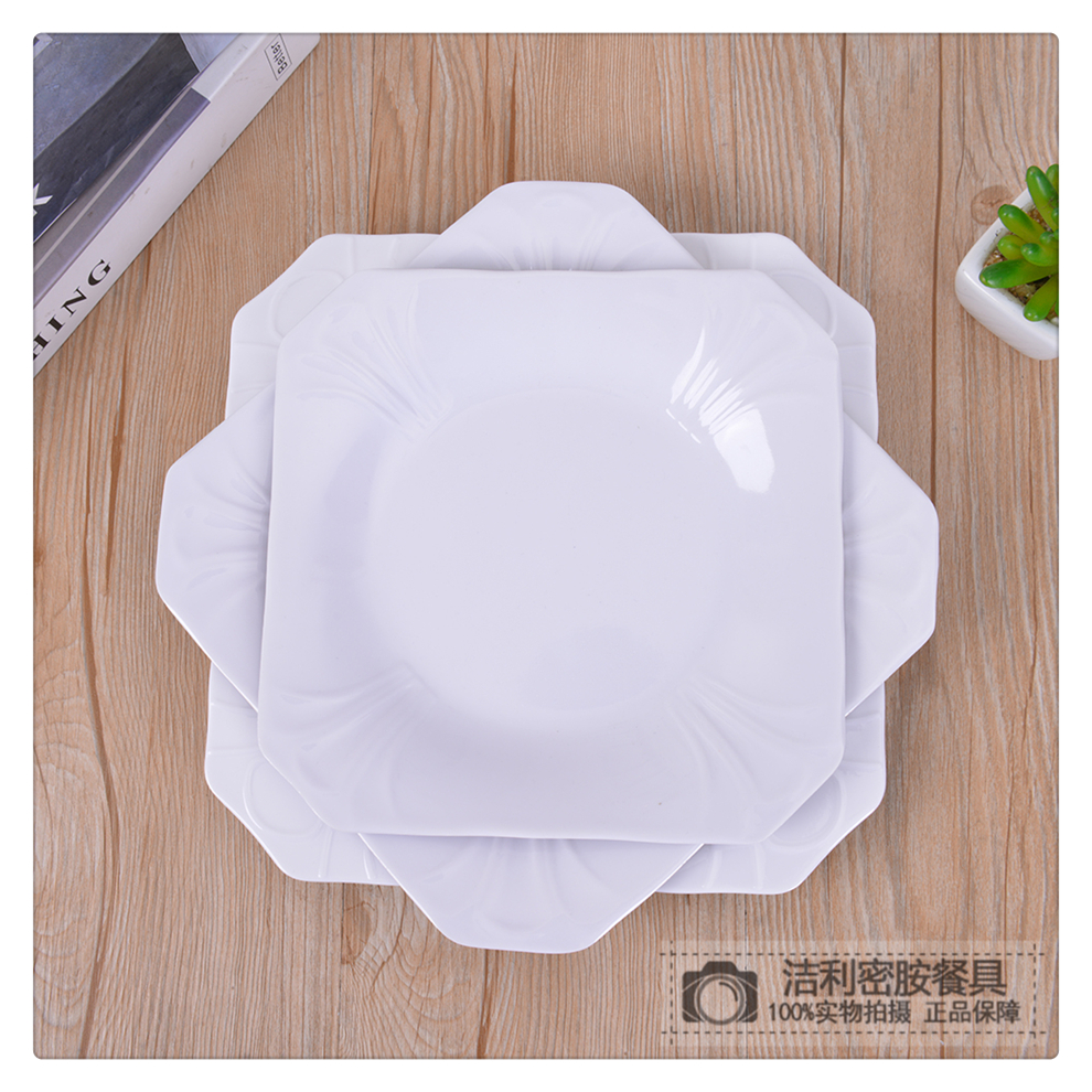 White Melamine Tableware Cut Angle Square Plate Creative Thickening Plate Dish Hotel Restaurant Western Buffet Plate White Melamine Tableware Cut Angle Square Plate Creative Thickening Plate Dish Hotel Restaurant Western Buffet Plate
