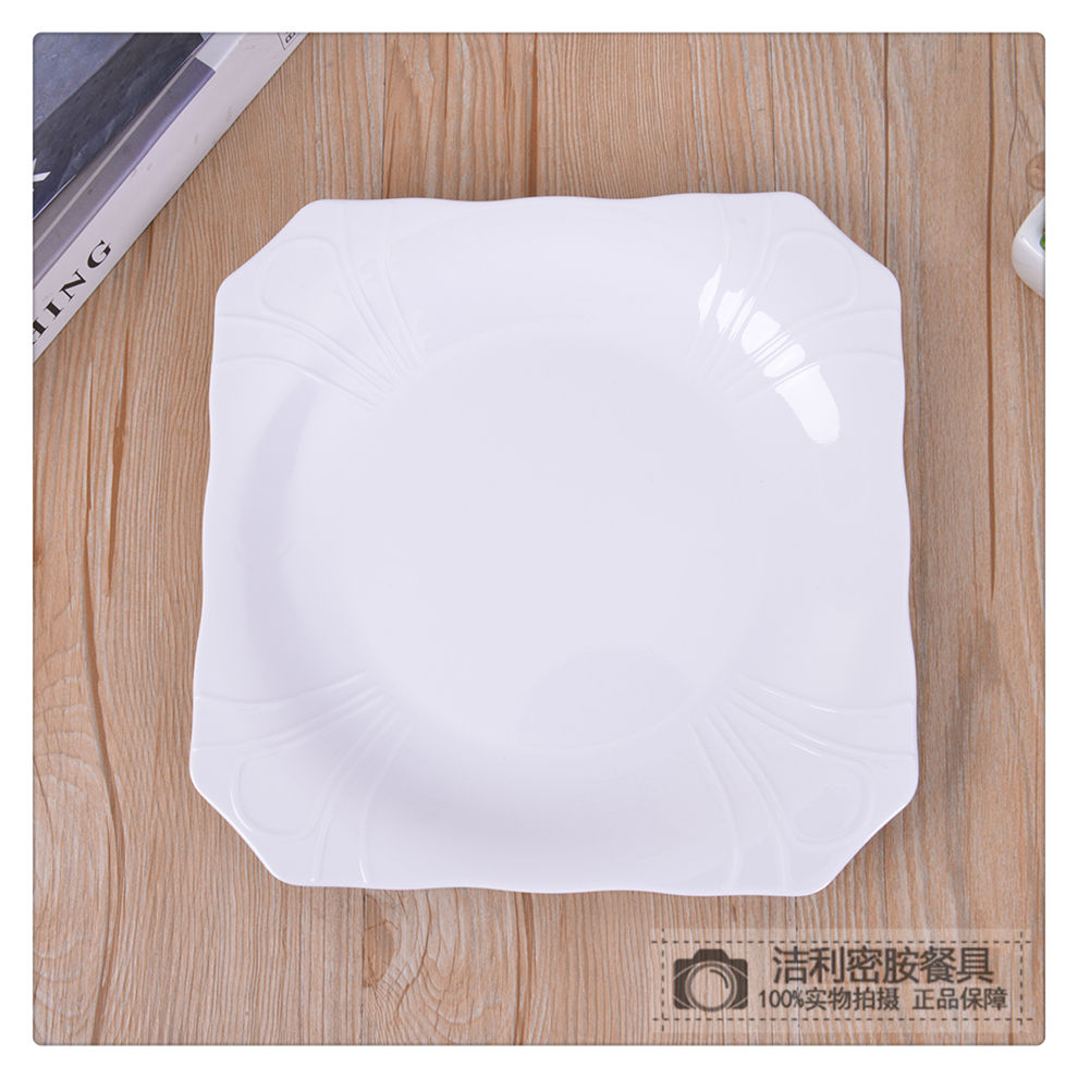 White Melamine Tableware Cut Angle Square Plate Creative Thickening Plate Dish Hotel Restaurant Western Buffet Plate White Melamine Tableware Cut Angle Square Plate Creative Thickening Plate Dish Hotel Restaurant Western Buffet Plate