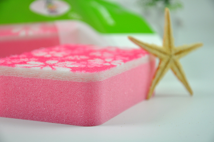 "Sunday" sponge scouring pad 3-Pack print heat resistant kitchen washing the dishes clean