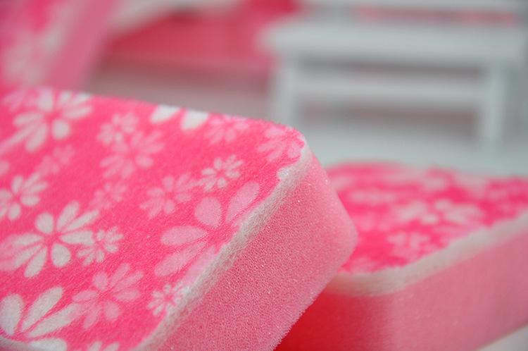 "Sunday" sponge scouring pad 3-Pack print heat resistant kitchen washing the dishes clean