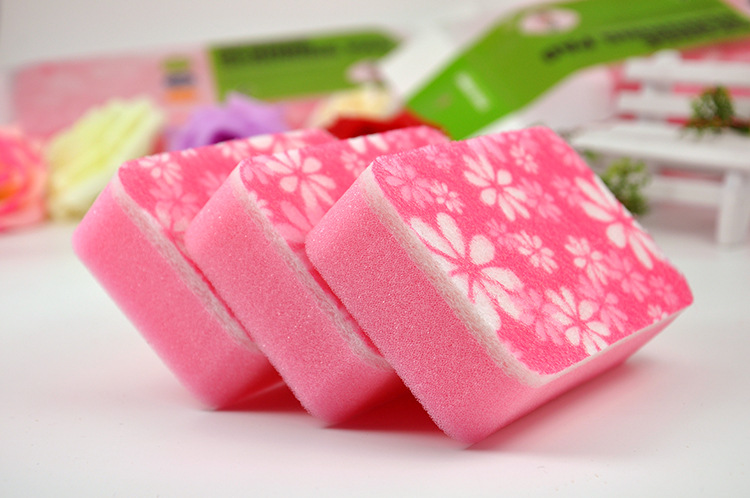 "Sunday" sponge scouring pad 3-Pack print heat resistant kitchen washing the dishes clean