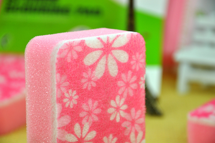 "Sunday" sponge scouring pad 3-Pack print heat resistant kitchen washing the dishes clean