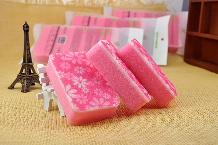 "Sunday" sponge scouring pad 3-Pack print heat resistant kitchen washing the dishes clean
