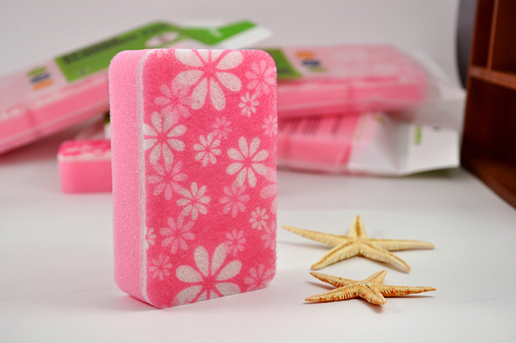 "Sunday" sponge scouring pad 3-Pack print heat resistant kitchen washing the dishes clean