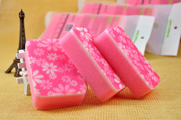 "Sunday" sponge scouring pad 3-Pack print heat resistant kitchen washing the dishes clean