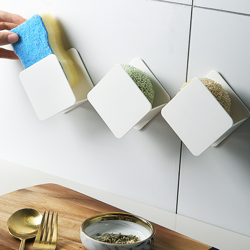 Multi-functional kitchen sponge storage rack no holes household sink space saving 100 clean cloth asphalt store