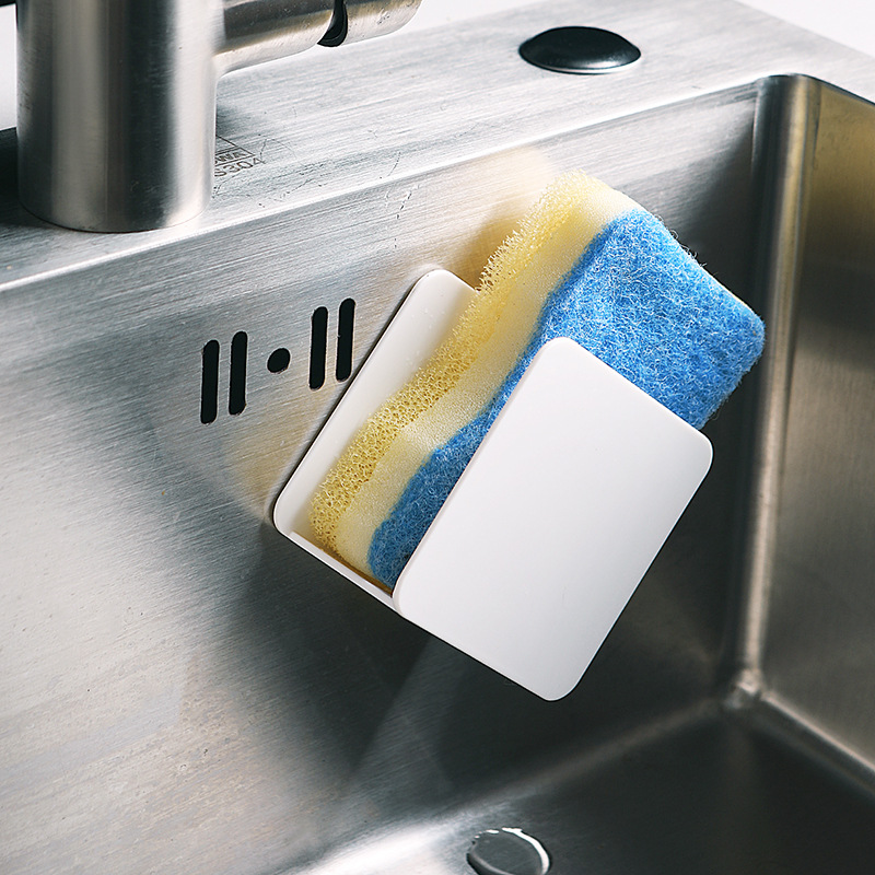 Multi-functional kitchen sponge storage rack no holes household sink space saving 100 clean cloth asphalt store