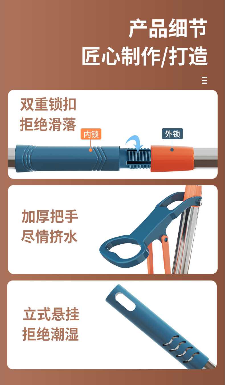 Sponge Mop Head Squeeze Water Hand-Free Mop Collodion Cotton Household Absorbent One Mop Mop Lazy Large Size Clean