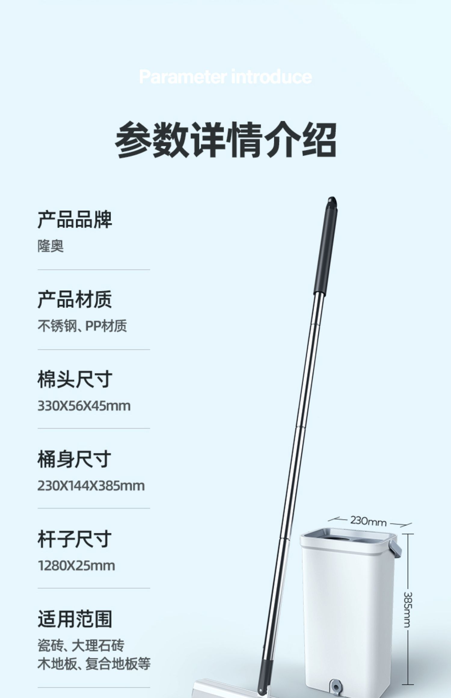 Longao Household Sponge Mop, Hand-Free, Lazy, Squeezing Water Mop, a Mop, Cotton Head, Absorbent, Gadgets Clean Large Size