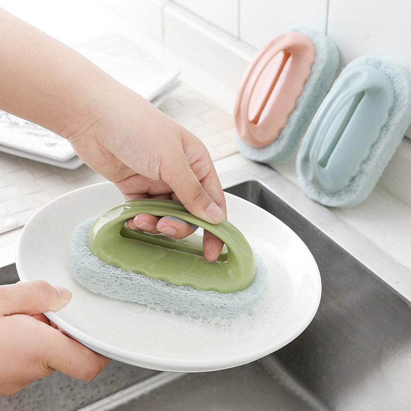 Kitchen with handle sponge cleaning pan brush kitchen counter brush ceramic tile brush bathroom sponge clean wipe bath brush floor brush