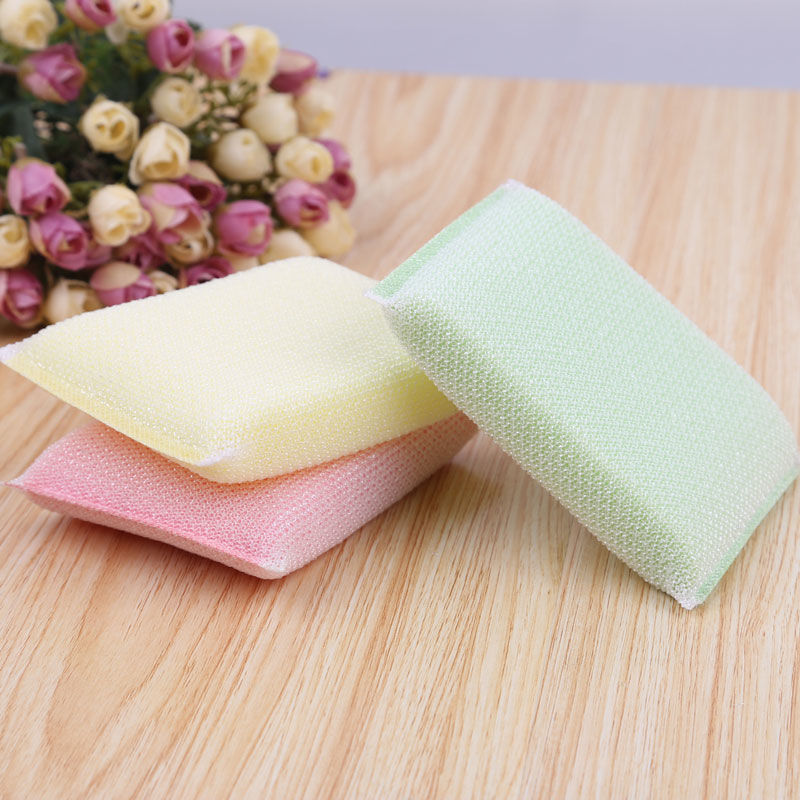 Manufacturer sells washed king three pieces of household kitchen clean without oil thickened foam color sponge