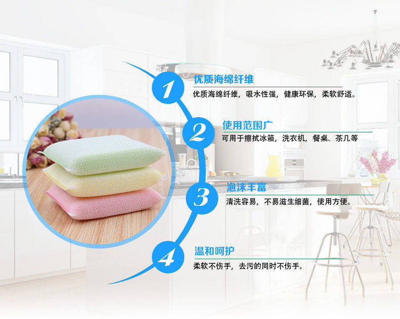 Manufacturer sells washed king three pieces of household kitchen clean without oil thickened foam color sponge Manufacturer sells washed king three pieces of household kitchen clean without oil thickened foam color sponge