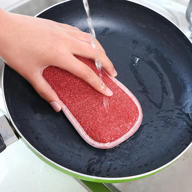 Kitchen non-greasy dishcloth dishcloth strong fiber dishcloth sponge double-sided 100 clean brush pan brush
