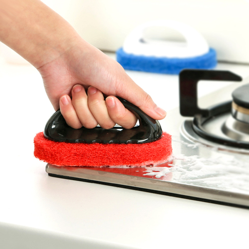 Kitchen decontamination with handle sponge at the end of the clean brush bathroom bath brush sponge tile rub