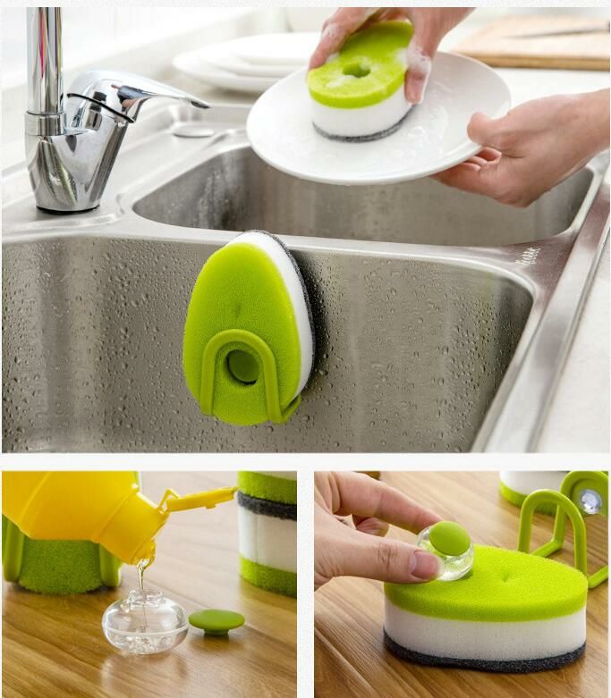 Kitchen sponge comes with a sponge brush that doesn&#039;t stick to oil and can be used to clean dishes