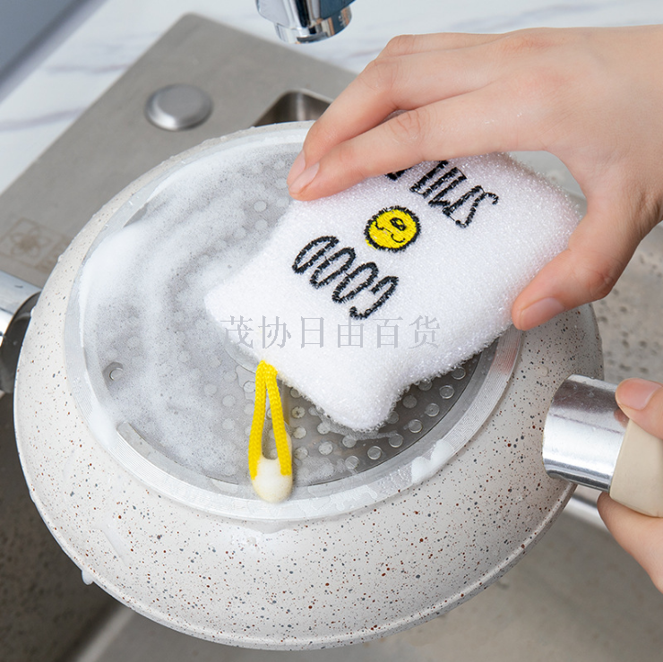 4 pieces installed brush sponge wipe ceramic tile kitchen sponge wipe clean cloth decontamination non-stick oil wash pot 