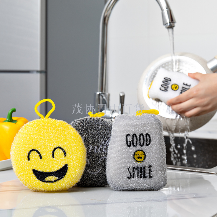4 pieces installed brush sponge wipe ceramic tile kitchen sponge wipe clean cloth decontamination non-stick oil wash pot 