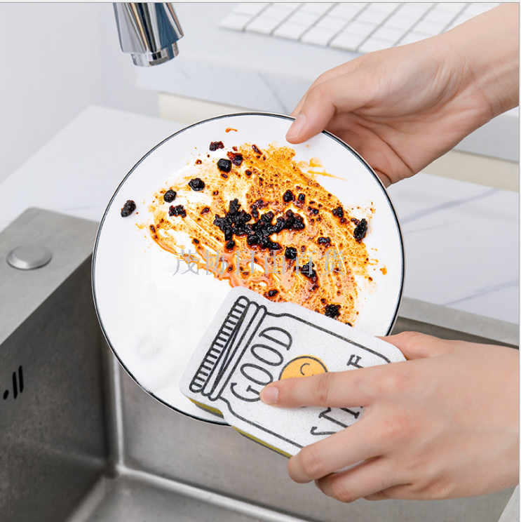 4 pieces installed brush sponge wipe ceramic tile kitchen sponge wipe clean cloth decontamination non-stick oil wash pot 