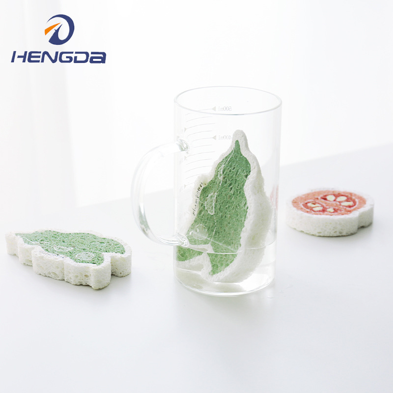 2021 Hot Sale Kitchen Compressed Wood Pulp Cotton Clean Dishcloth Printing Sponge Water-Absorbing Quick-Drying Cleaning Brush Wood Pulp Sponge