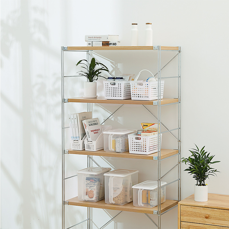 Organize and store baskets, plastic, bathroom, toilet, storage basket, table top, storage basket, white and green