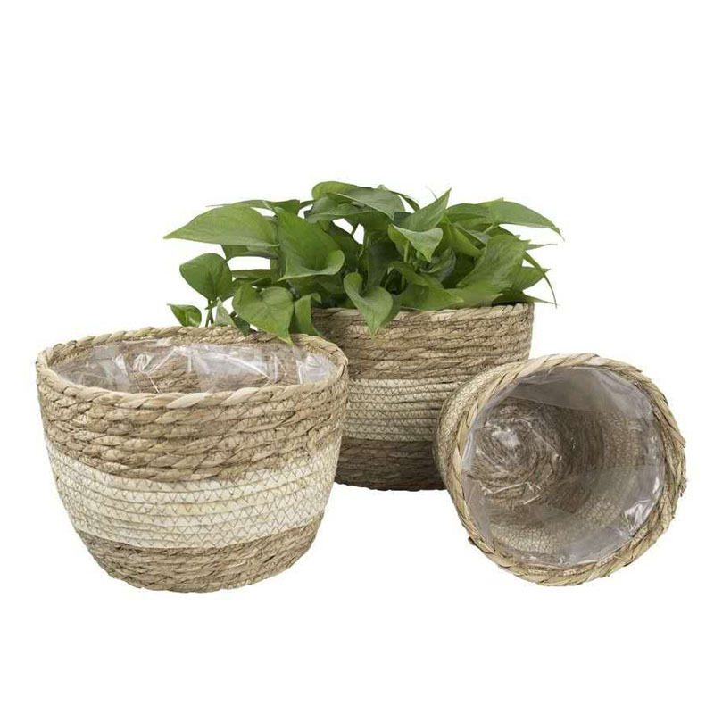 Straw Baskets Flower Bonsai Greenery Storage Basket shou na kuang Rattan and Bamboo Weaving Woven Flower Basket