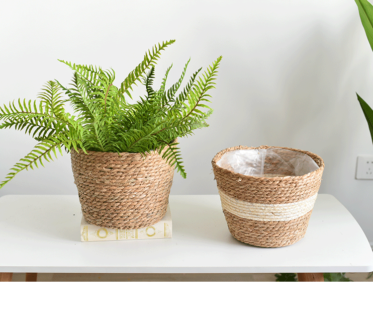 Straw Baskets Flower Bonsai Greenery Storage Basket shou na kuang Rattan and Bamboo Weaving Woven Flower Basket