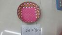 Set of 2 hand-woven Ribbon strapping round oval coloured storage baskets