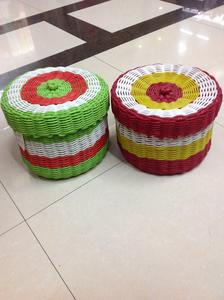PP plastic pipes woven crafts three-set with lid basket woven baskets storage baskets handmade
