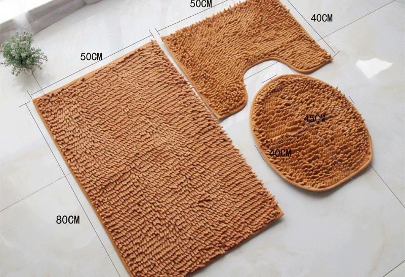 Cross-Border Bathroom Set Chenille Three-Piece Set Toilet Floor Mat Carpet Absorbent PVC Non-Slip Mat Cross-Border Bathroom Set Chenille Three-Piece Set Toilet Floor Mat Carpet Absorbent PVC Non-Slip Mat