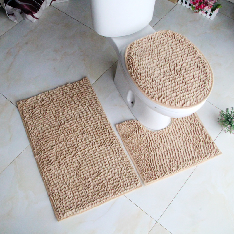 Cross-Border Bathroom Set Chenille Three-Piece Set Toilet Floor Mat Carpet Absorbent PVC Non-Slip Mat Cross-Border Bathroom Set Chenille Three-Piece Set Toilet Floor Mat Carpet Absorbent PVC Non-Slip Mat