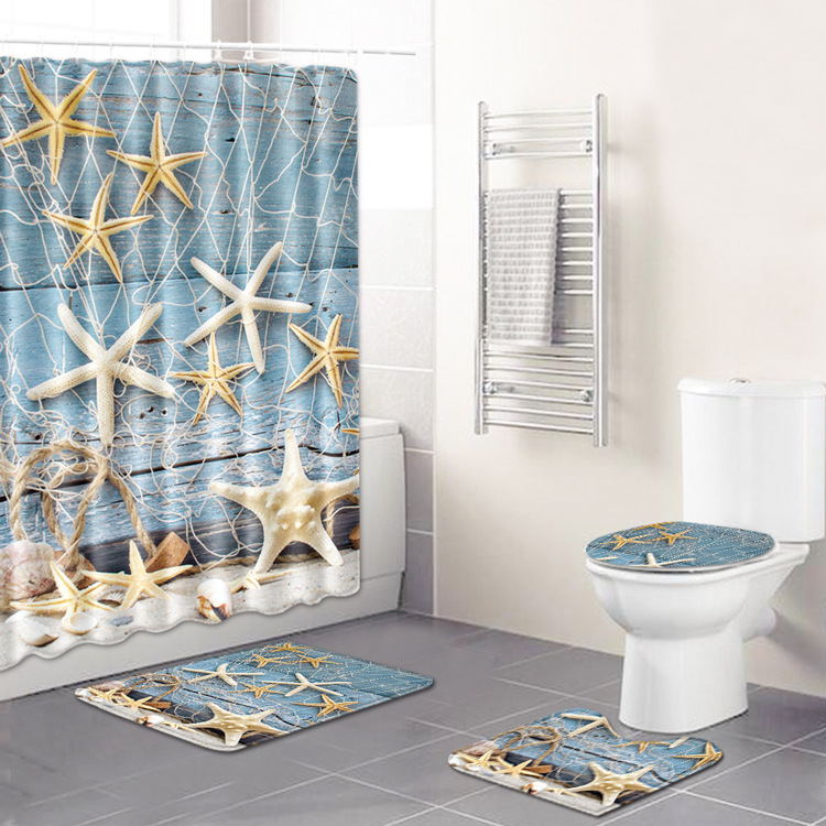 Factory Direct Sales European and American Retro Bathroom Four-Piece Waterproof Shower Curtain Bedroom Carpet Floor Mat Non-Slip Mat Cross-Border Hot Selling Factory Direct Sales European and American Retro Bathroom Four-Piece Waterproof Shower Curtain Bedroom Carpet Floor Mat Non-Slip Mat Cross-Border Hot Selling