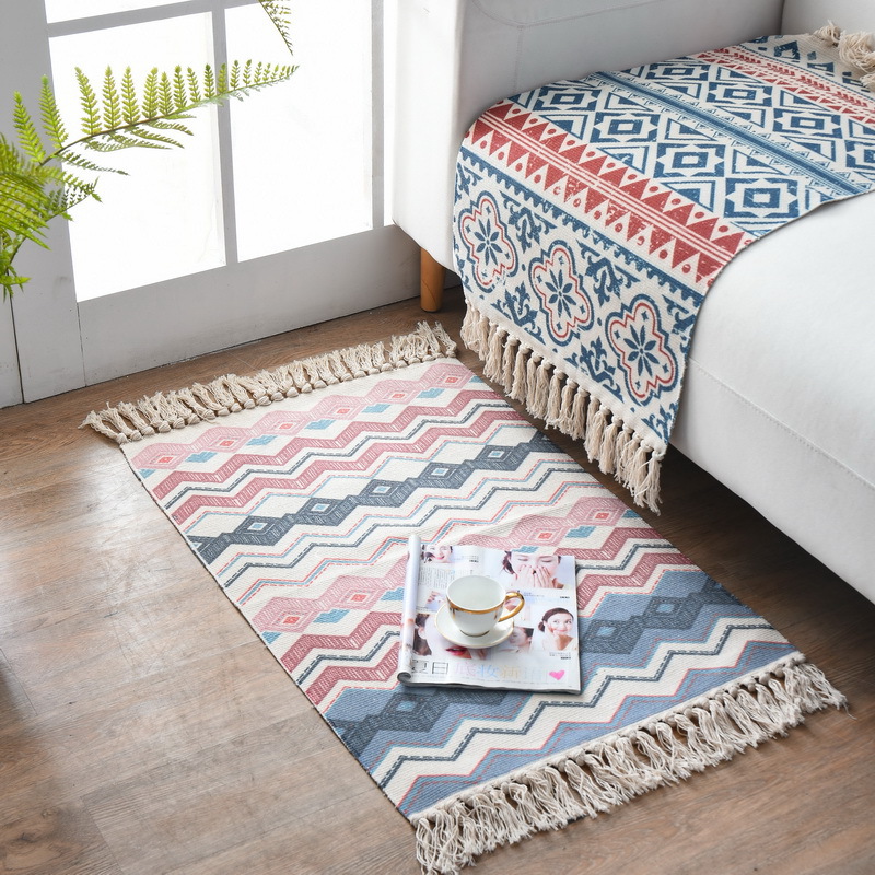 Cross-Border Ins Nordic Carpet Living Room Modern Minimalist Bedroom Bedside Tassel Cotton Braided Floor Mat Machine Washable Cross-Border Ins Nordic Carpet Living Room Modern Minimalist Bedroom Bedside Tassel Cotton Braided Floor Mat Machine Washable
