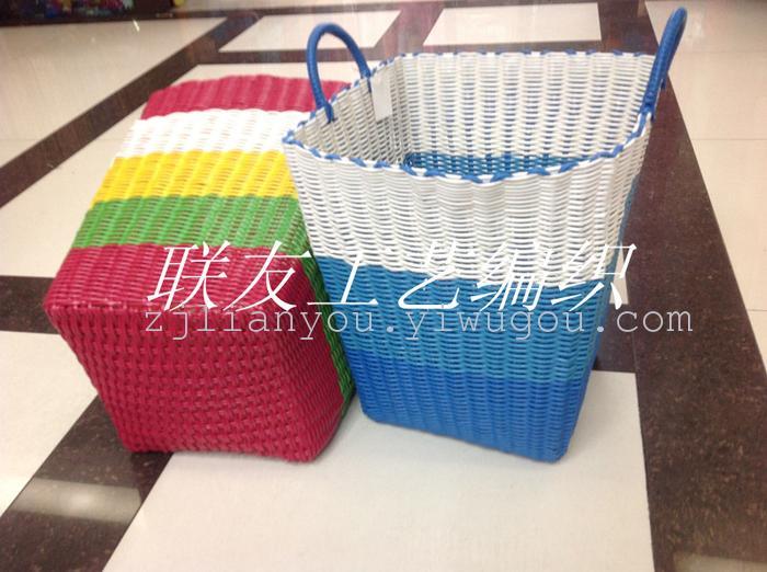 Green straw crafts PP tubes woven baskets storage baskets of hand-woven baskets of laundry bins Green straw crafts PP tubes woven baskets storage baskets of hand-woven baskets of laundry bins