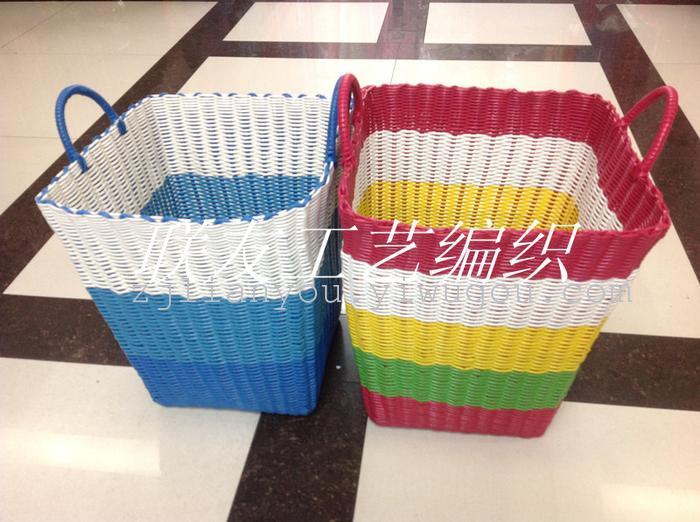Green straw crafts PP tubes woven baskets storage baskets of hand-woven baskets of laundry bins Green straw crafts PP tubes woven baskets storage baskets of hand-woven baskets of laundry bins