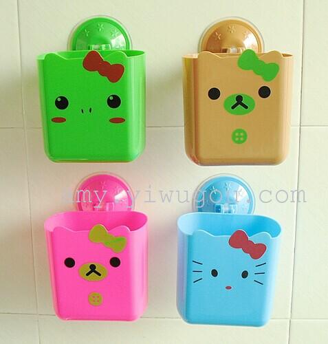 Multi-purpose plastic sucker cartoon storage barrels chopsticks baskets storage baskets