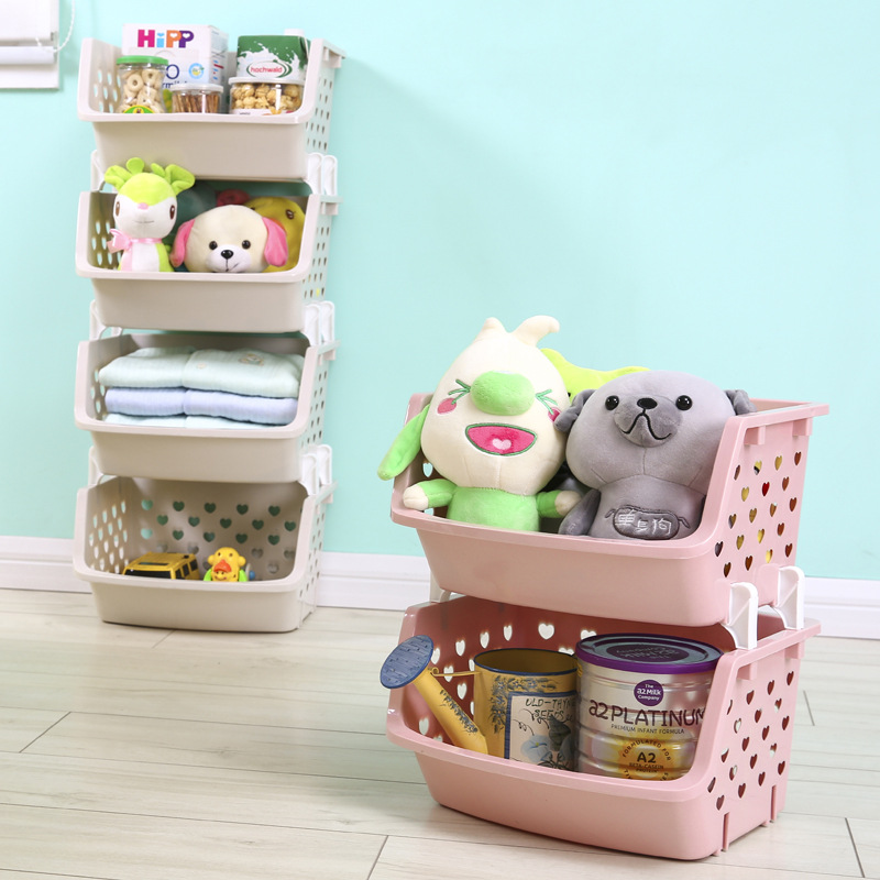 Multi-purpose Stackable PP Plastic Storage Baskets Bins for Vegetables Fruits Snacks Bottles Toys Toiletries 
