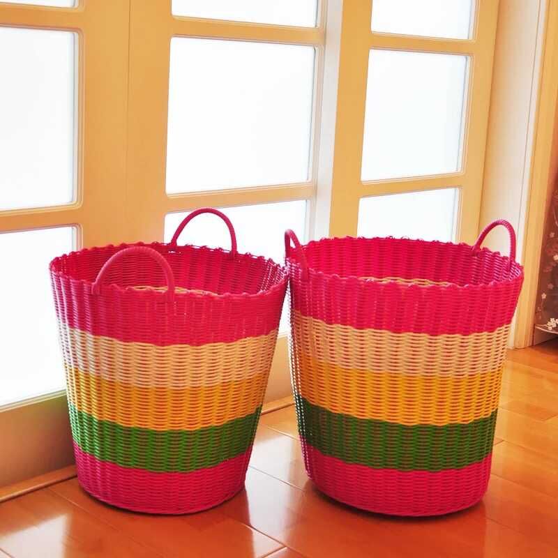 Handmade hamper plastic laundry baskets of dirty clothes classification storage baskets 1 large 1 large Two Piece Set