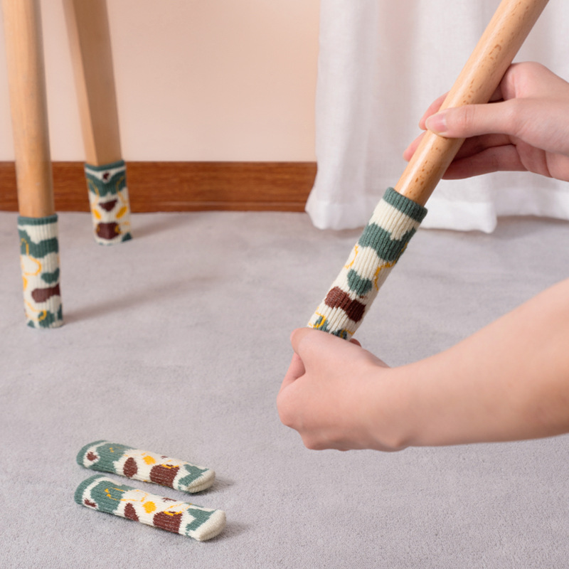 Wool Silicone Chair Booties Quiet and Wear-Resistant Stool Table Foot Protection Cover Table Electrombile Gloves Table and Chair Foot Pad