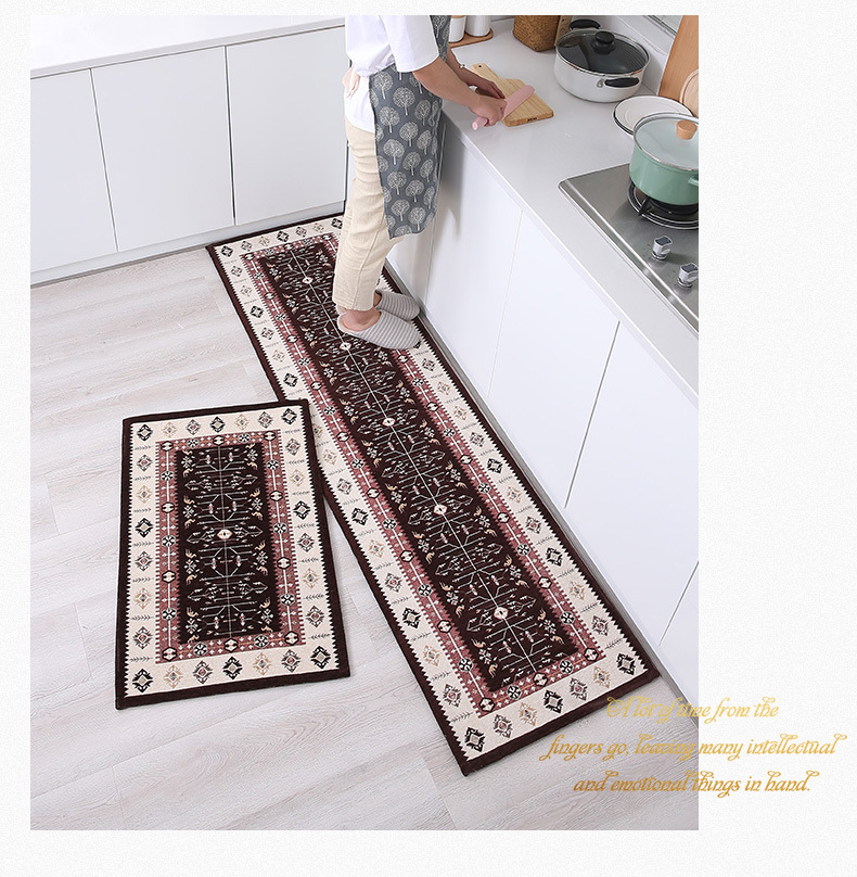 New Jacquard Floor Mat Carpet Kitchen Stain-Resistant and Oil-Proof Floor Mat Set Retro European Non-Slip Carpet Wholesale New Jacquard Floor Mat Carpet Kitchen Stain-Resistant and Oil-Proof Floor Mat Set Retro European Non-Slip Carpet Wholesale