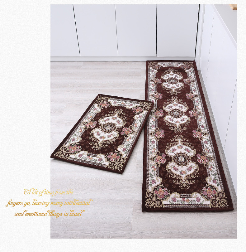 New Jacquard Floor Mat Carpet Kitchen Stain-Resistant and Oil-Proof Floor Mat Set Retro European Non-Slip Carpet Wholesale New Jacquard Floor Mat Carpet Kitchen Stain-Resistant and Oil-Proof Floor Mat Set Retro European Non-Slip Carpet Wholesale