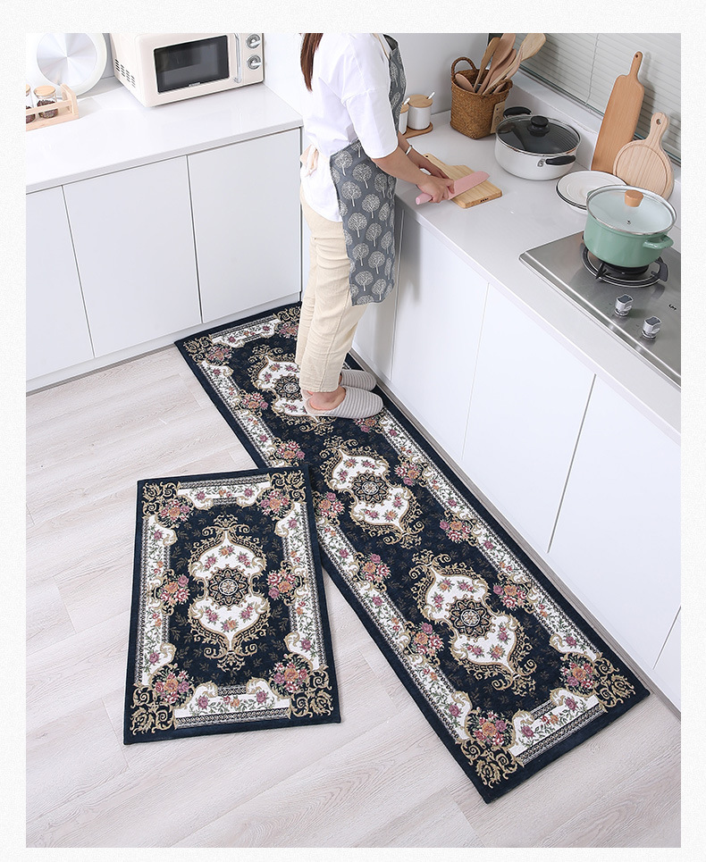 New Jacquard Floor Mat Carpet Kitchen Stain-Resistant and Oil-Proof Floor Mat Set Retro European Non-Slip Carpet Wholesale New Jacquard Floor Mat Carpet Kitchen Stain-Resistant and Oil-Proof Floor Mat Set Retro European Non-Slip Carpet Wholesale