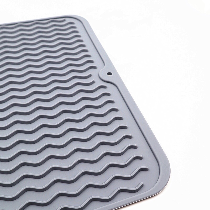 Factory Spot Wave-Shaped Hot 40*30 Large Silicone Draining Pad Multi-Functional Anti-Scald Thermal Pad Placemat