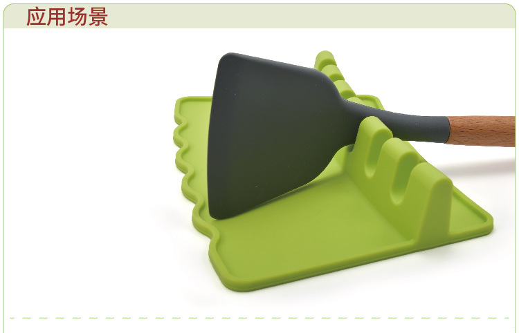 Amazon Silicone Spoon Pad Spoon Holder Spoon Pad Spoon Holder Tableware Storage Silicone Wooden Handle Kitchenware