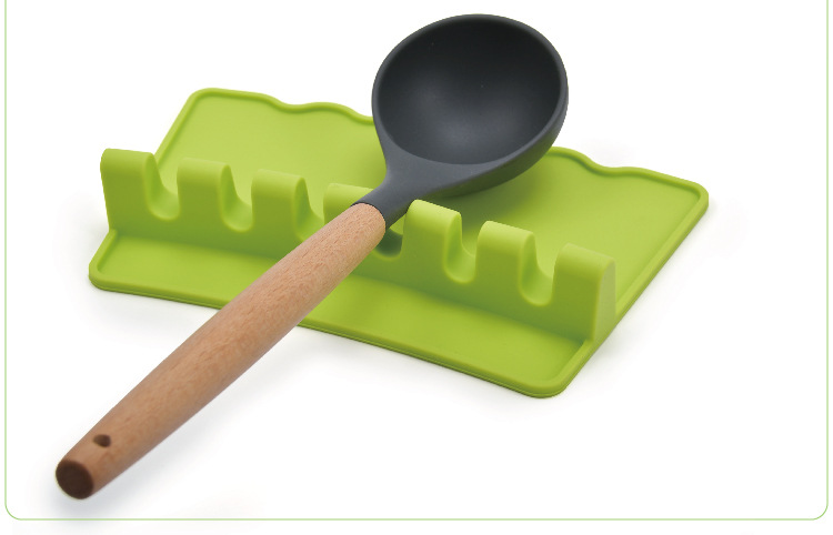 Amazon Silicone Spoon Pad Spoon Holder Spoon Pad Spoon Holder Tableware Storage Silicone Wooden Handle Kitchenware