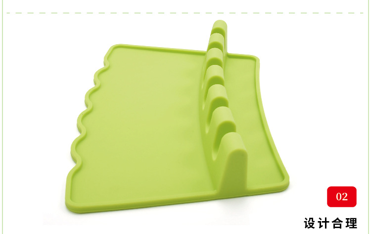 Amazon Silicone Spoon Pad Spoon Holder Spoon Pad Spoon Holder Tableware Storage Silicone Wooden Handle Kitchenware