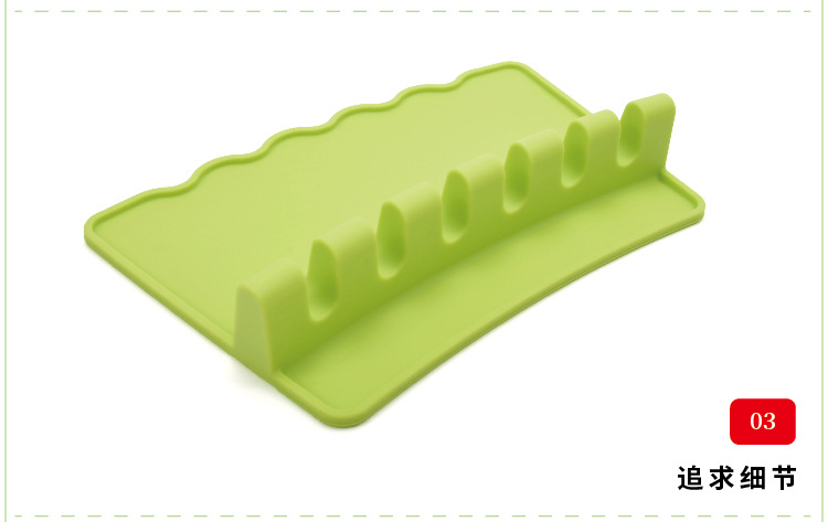 Amazon Silicone Spoon Pad Spoon Holder Spoon Pad Spoon Holder Tableware Storage Silicone Wooden Handle Kitchenware