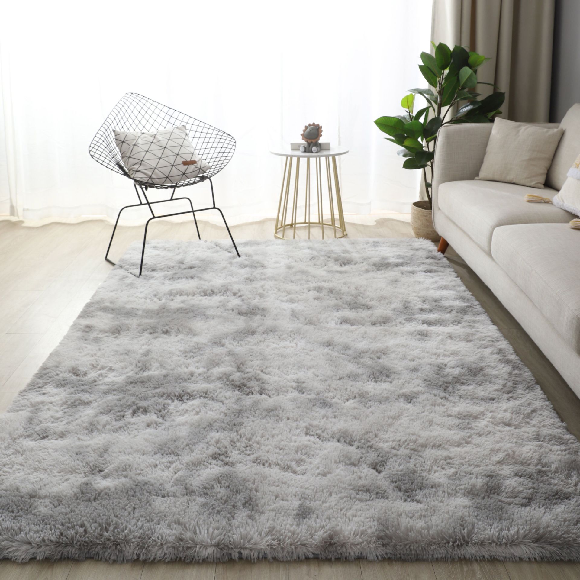 Jie Tai Tie-Dye Gradient Long Velvet Carpet Living Room Coffee Table Pad Bedside Washable Full-Bed Bedroom Nordic Ins
