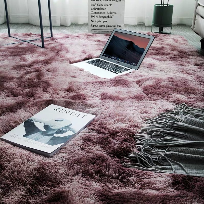 Jie Tai Tie-Dye Gradient Long Velvet Carpet Living Room Coffee Table Pad Bedside Washable Full-Bed Bedroom Nordic Ins