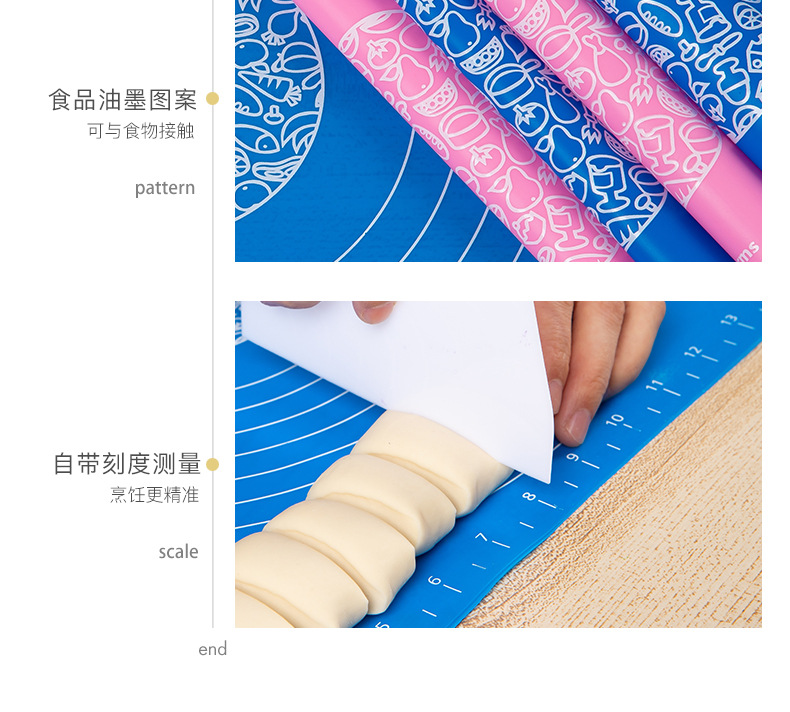 Factory Direct Sales Baking Case Silicone Dough Kneading Large and Small Sizes Kneading Dough Rolling Pad Non-Stick High Temperature Resistant with Scale Factory Direct Sales Baking Case Silicone Dough Kneading Large and Small Sizes Kneading Dough Rolling Pad Non-Stick High Temperature Resistant with Scale