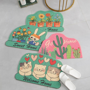 [Cross-Border Hot Selling] Imitation Coconut Palm Door Mat Hallway Doormat Wire Ring Foot Mat PVC Non-Slip Floor Mat Carpet